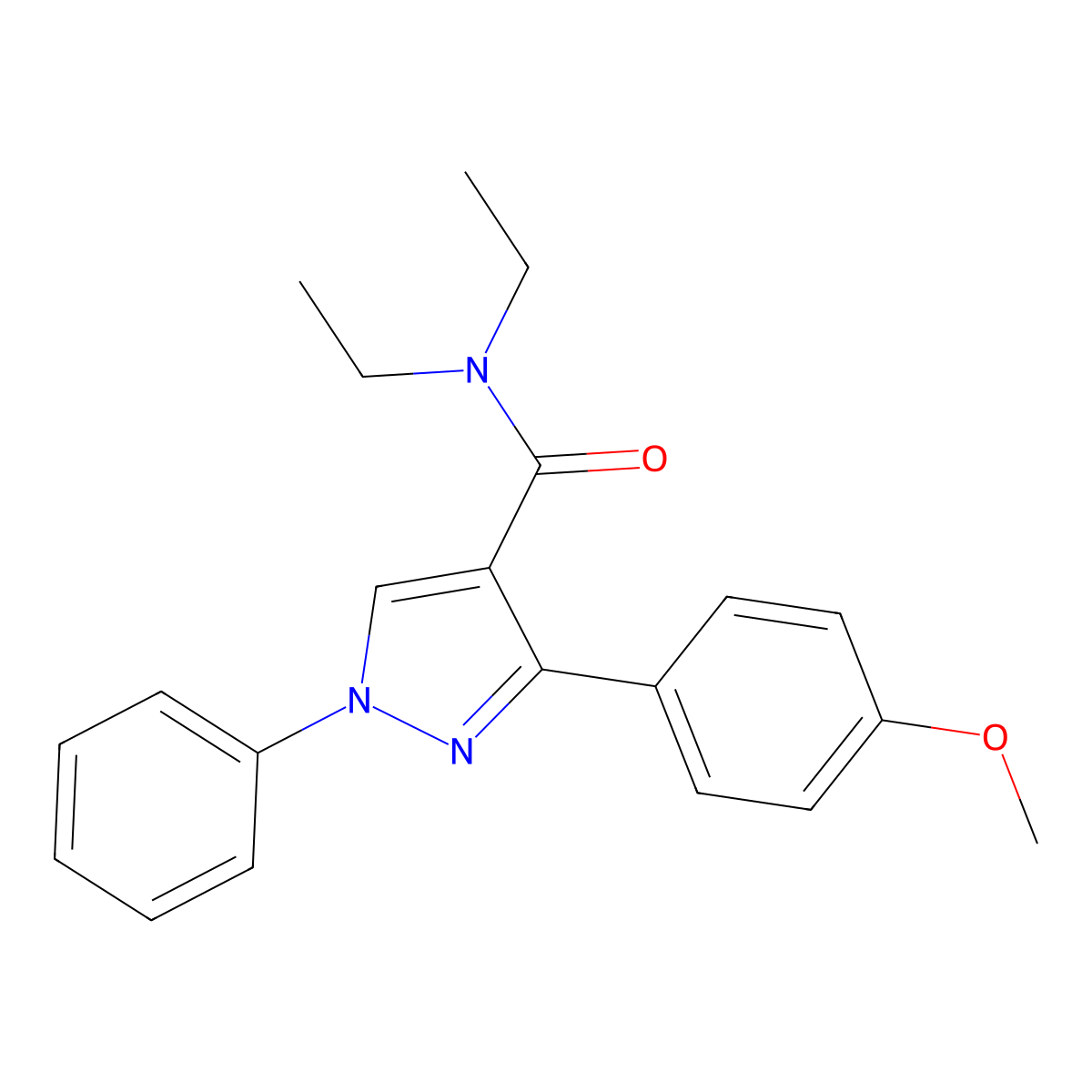 N,N-diethyl-3-(4-methoxyphenyl)-1-phenyl-1H-pyrazole-4-carboxamide molecular structure, CAS 380910-27-0