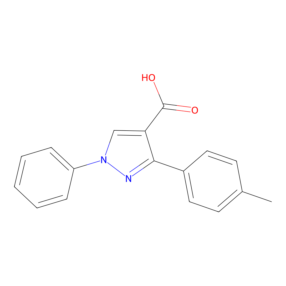 3-(4-Methylphenyl)-1-phenyl-1H-pyrazole-4-carboxylic acid molecular structure, CAS 380910-52-1