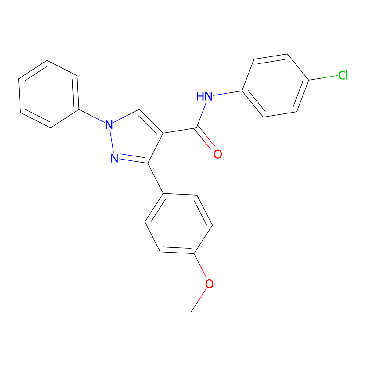 N-(4-chlorophenyl)-3-(4-methoxyphenyl)-1-phenyl-1H-pyrazole-4-carboxamide molecular structure, CAS 380912-86-7