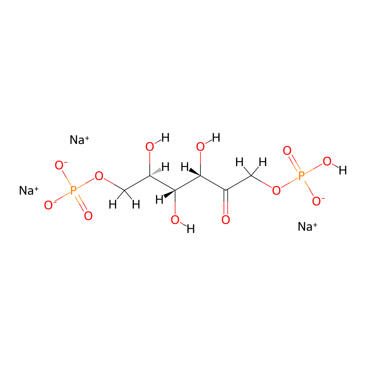 fosfructose trisodium anhydrous molecular structure, CAS 38099-82-0