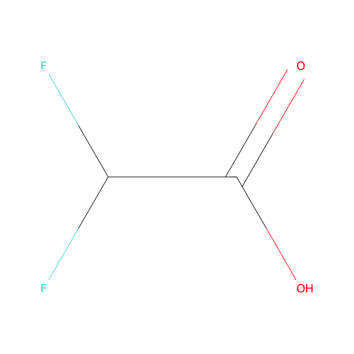 Difluoroacetic acid molecular structure, CAS 381-73-7