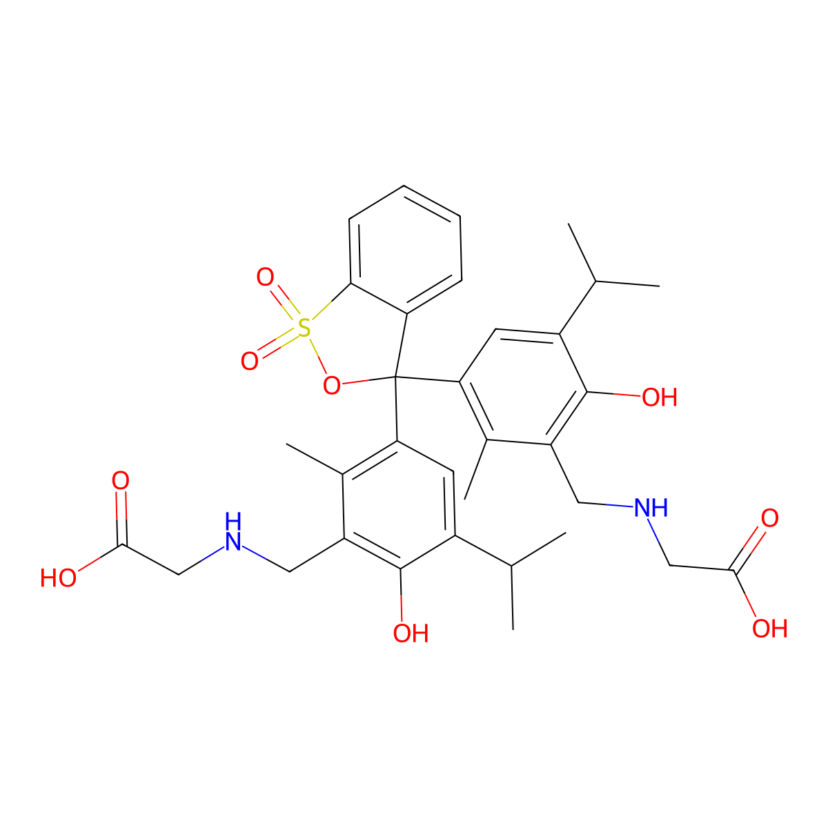 N,N'-(3H-2,1-Benzoxathiol-3-ylidenebis((6-hydroxy-5-isopropyl-2-methylphen-3,1-ylene)methylene))bisglycine S,S-dioxide molecular structure, CAS 3810-63-7