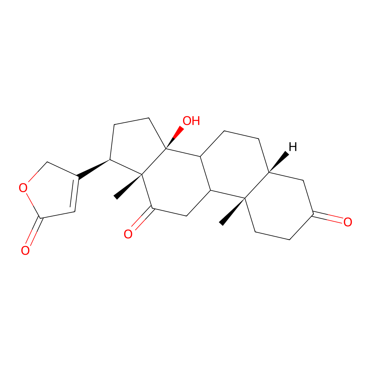 5-beta-Card-20(22)-enolide, 3,12-dioxo-14-hydroxy- molecular structure, CAS 3810-94-4