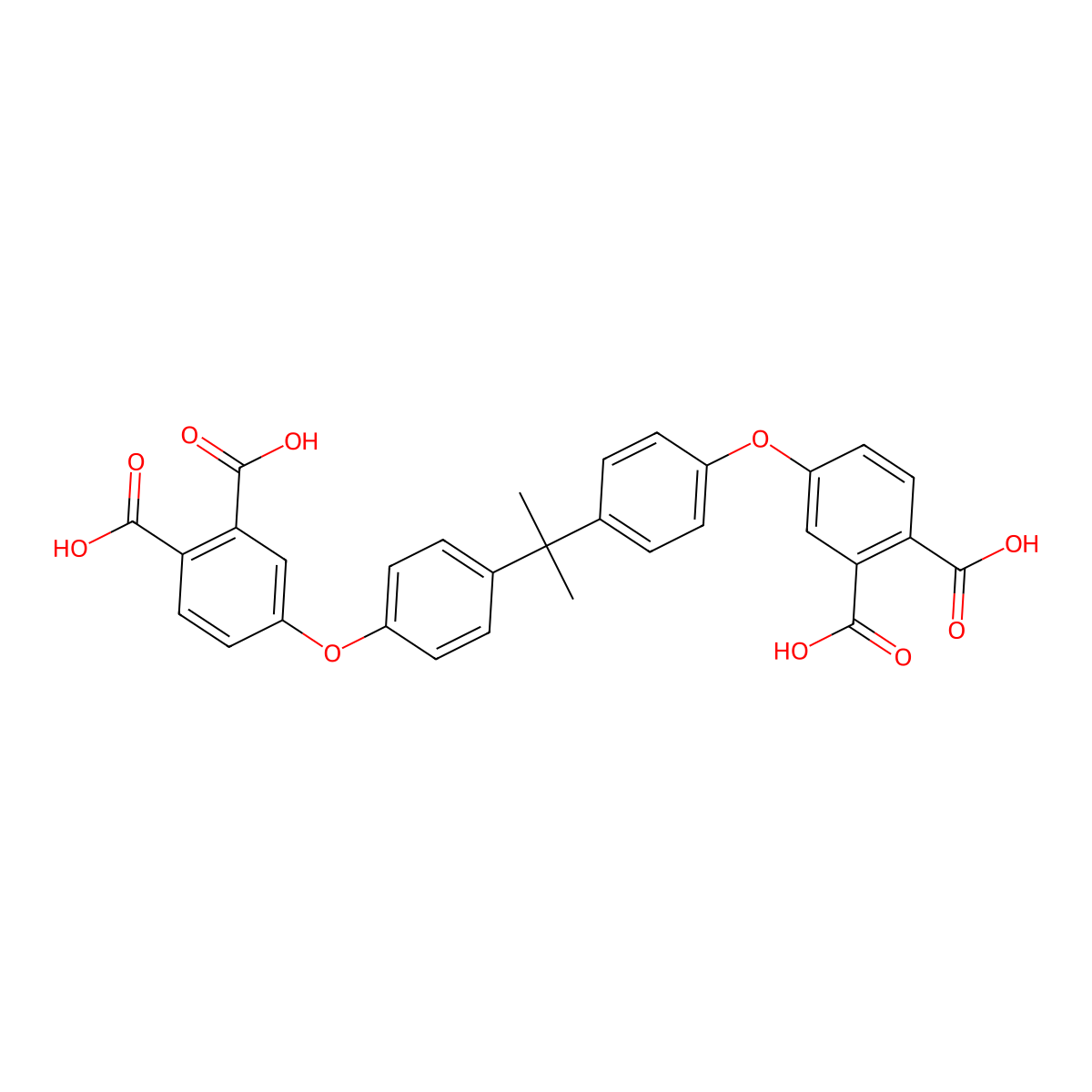 1,2-Benzenedicarboxylic acid, 4,4'-((1-methylethylidene)bis(4,1-phenyleneoxy))bis- molecular structure, CAS 38103-05-8