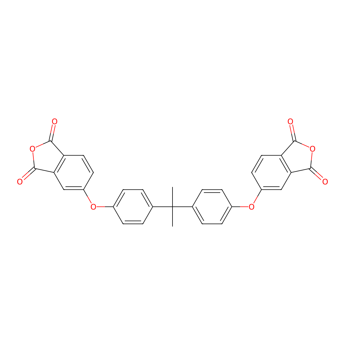 2,2-Bis(4-(3,4-dicarboxyphenoxy)phenyl)propane dianhydride molecular structure, CAS 38103-06-9