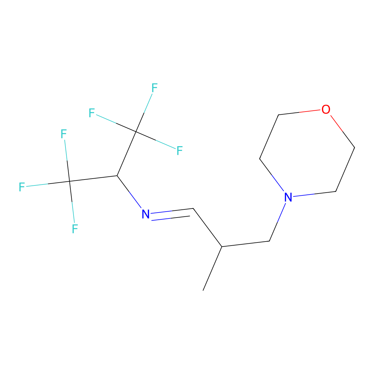 (E)-1,1,1,3,3,3-Hexafluoro-N-(2-methyl-3-morpholinopropylidene)propan-2-amine molecular structure, CAS 38112-27-5