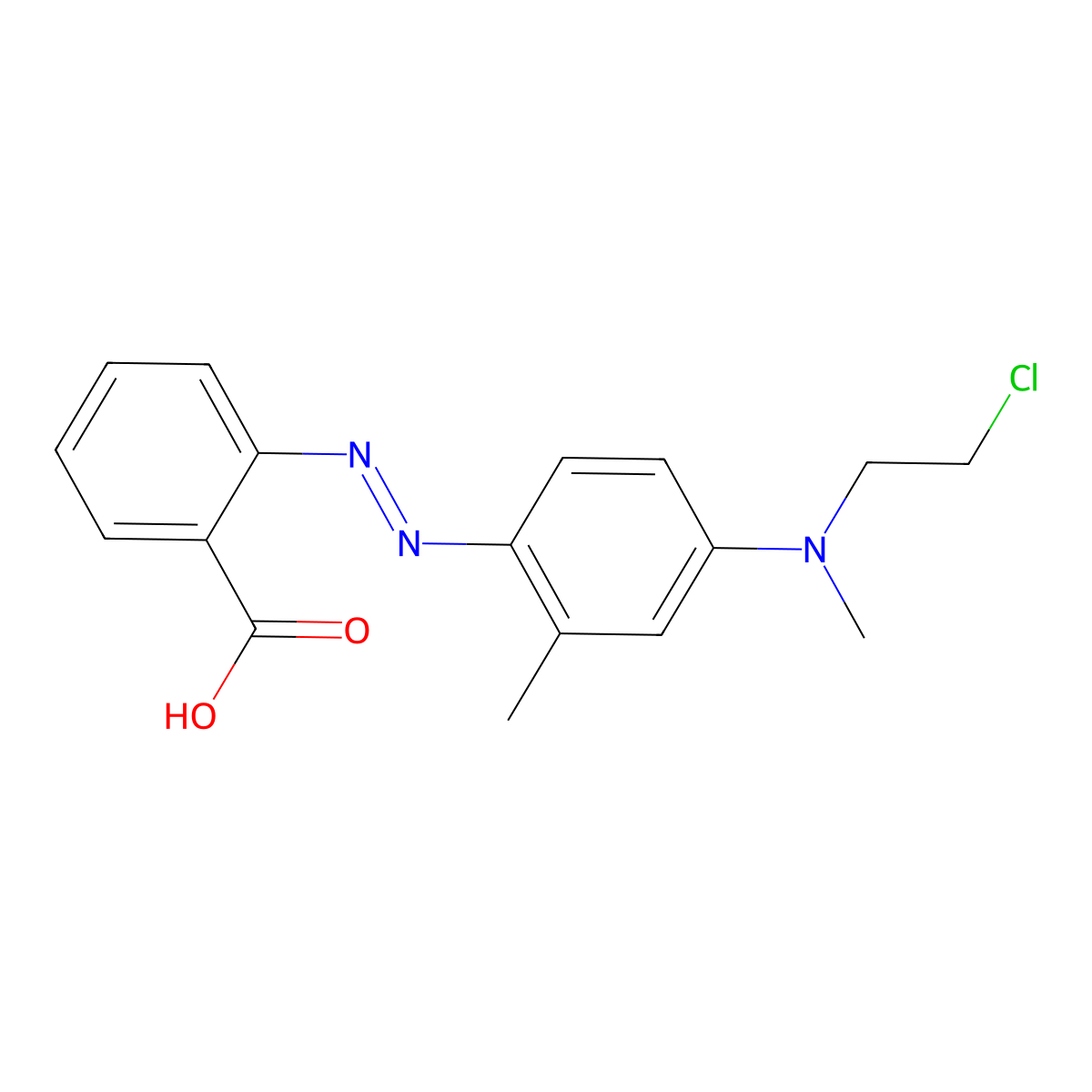 2-((4-(N-(2-Chloroethyl)methylamino)-2-methylphenyl)azo)benzoic acid molecular structure, CAS 38115-54-7