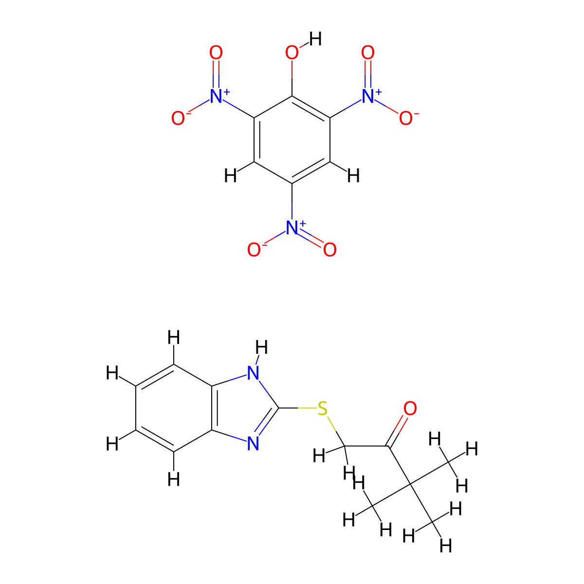 1-(1H-1,3-Benzodiazol-2-ylsulfanyl)-3,3-dimethylbutan-2-one; 2,4,6-trinitrophenol molecular structure, CAS 381165-89-5