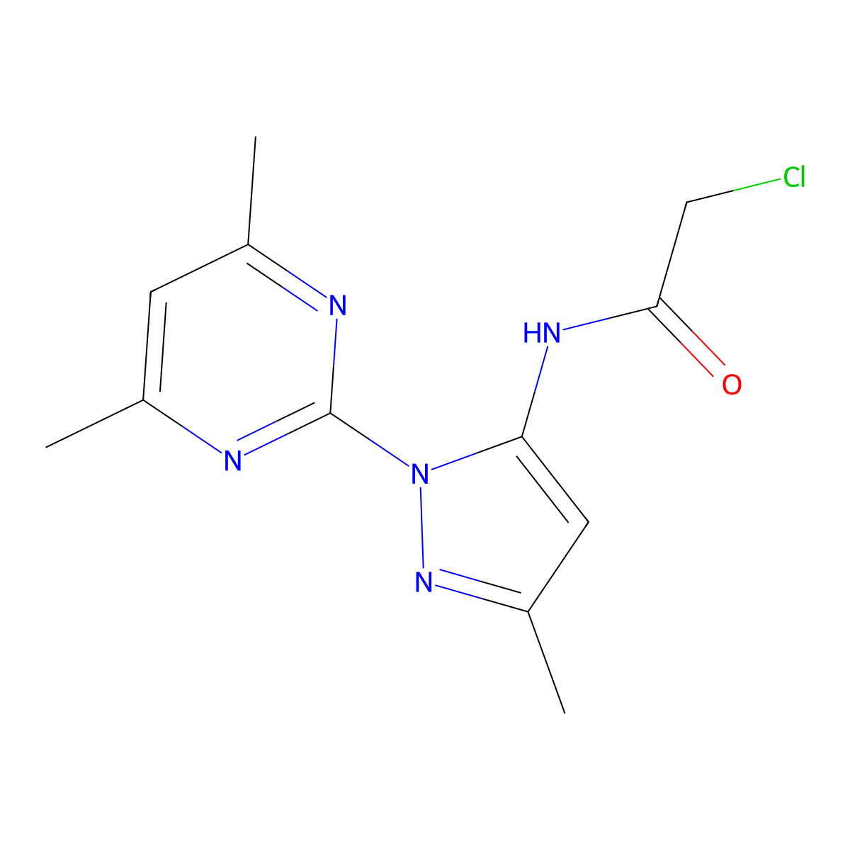 2-chloro-N-(1-(4,6-dimethylpyrimidin-2-yl)-3-methyl-1H-pyrazol-5-yl)acetamide molecular structure, CAS 381165-95-3