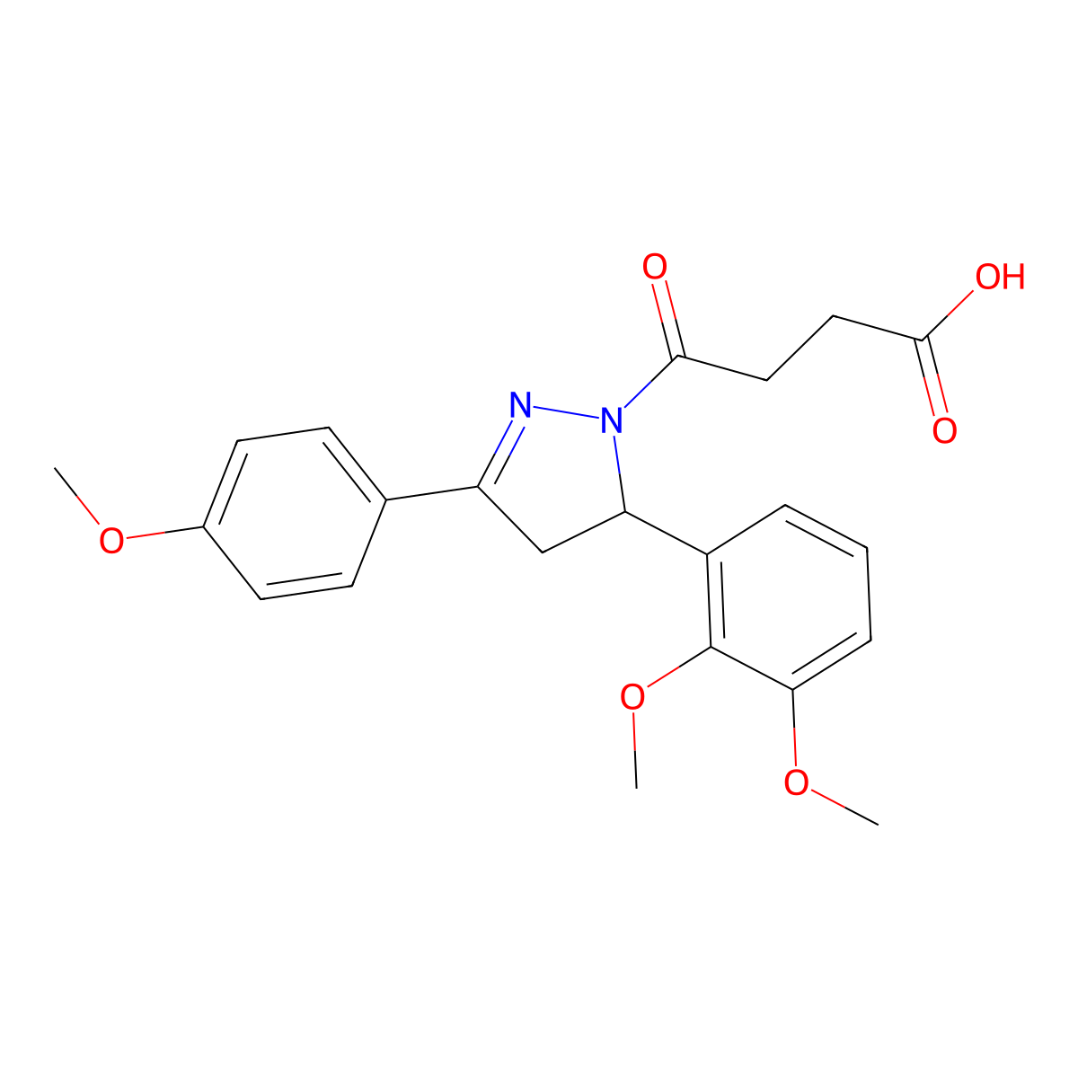 4-[5-(2,3-dimethoxyphenyl)-3-(4-methoxyphenyl)-4,5-dihydro-1H-pyrazol-1-yl]-4-oxobutanoic acid molecular structure, CAS 381168-28-1