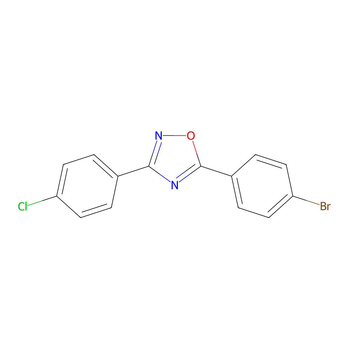 5-(4-Bromophenyl)-3-(4-chlorophenyl)-1,2,4-oxadiazole molecular structure, CAS 381169-07-9