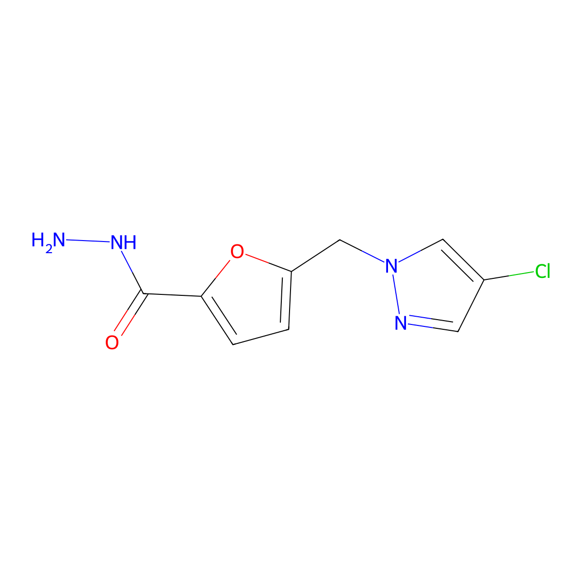 5-((4-Chloro-1H-pyrazol-1-yl)methyl)furan-2-carbohydrazide molecular structure, CAS 381169-19-3
