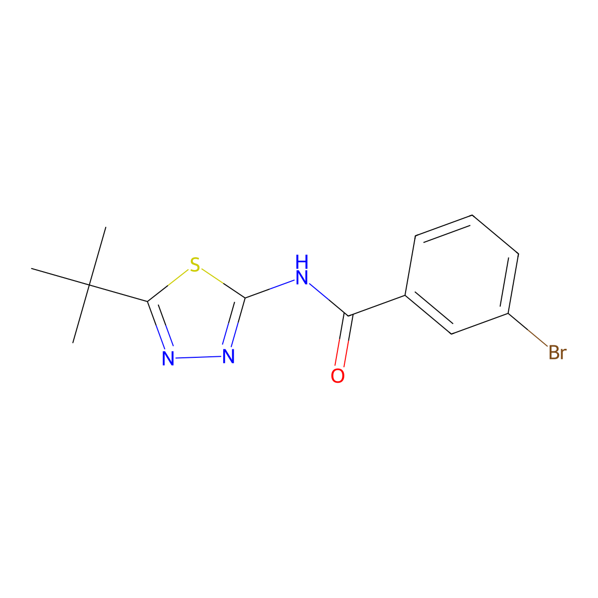 3-bromo-N-(5-tert-butyl-1,3,4-thiadiazol-2-yl)benzamide molecular structure, CAS 381169-31-9