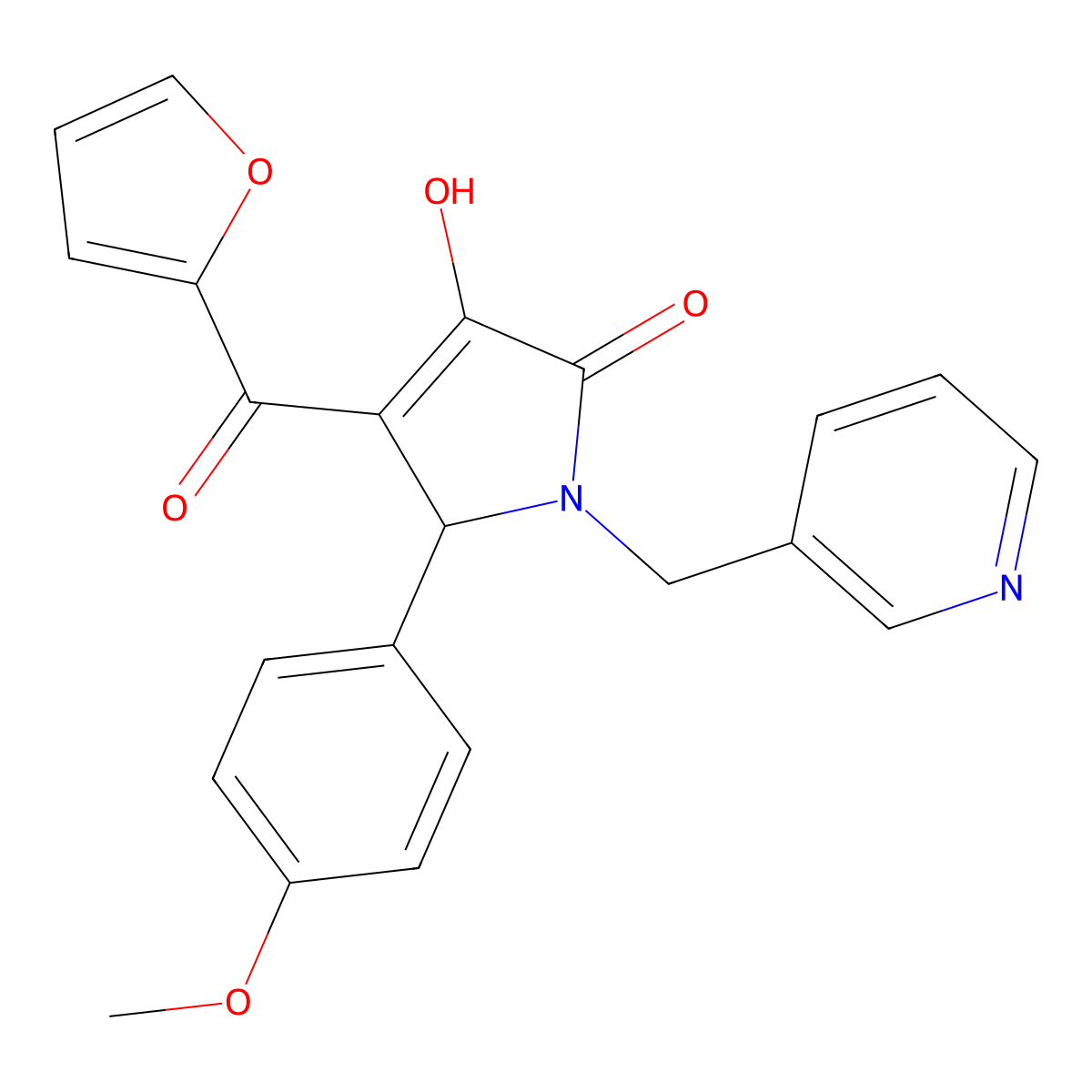 4-(2-furoyl)-3-hydroxy-5-(4-methoxyphenyl)-1-(pyridin-3-ylmethyl)-1,5-dihydro-2H-pyrrol-2-one molecular structure, CAS 381169-34-2