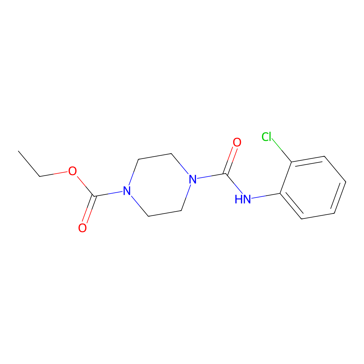 Ethyl 4-((2-chlorophenyl)carbamoyl)piperazine-1-carboxylate molecular structure, CAS 381169-92-2