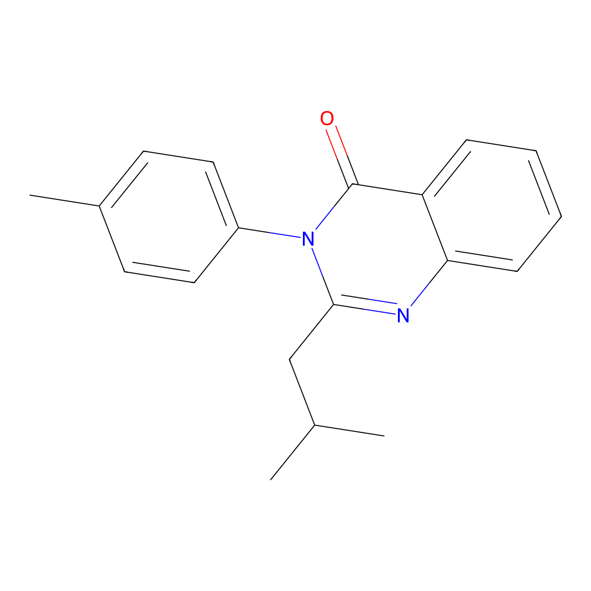 2-isobutyl-3-(4-methylphenyl)quinazolin-4(3H)-one molecular structure, CAS 381170-18-9