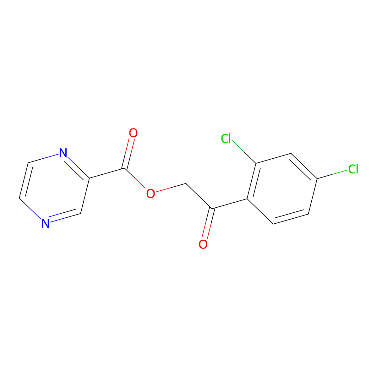 2-(2,4-Dichlorophenyl)-2-oxoethyl 2-pyrazinecarboxylate molecular structure, CAS 381170-43-0