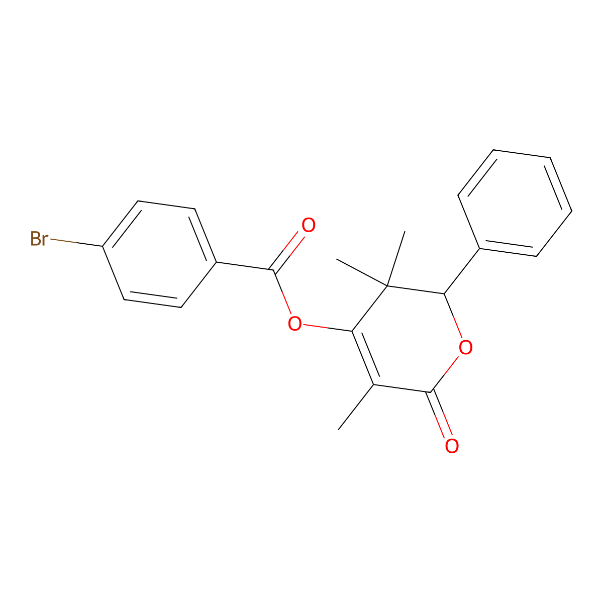 3,3,5-trimethyl-6-oxo-2-phenyl-3,6-dihydro-2H-pyran-4-yl 4-bromobenzoate molecular structure, CAS 381170-77-0