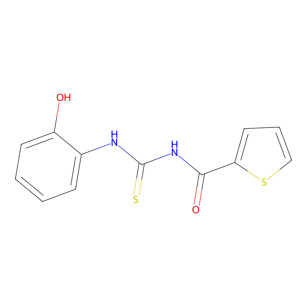 N-[(2-hydroxyphenyl)carbamothioyl]thiophene-2-carboxamide molecular structure, CAS 381171-05-7
