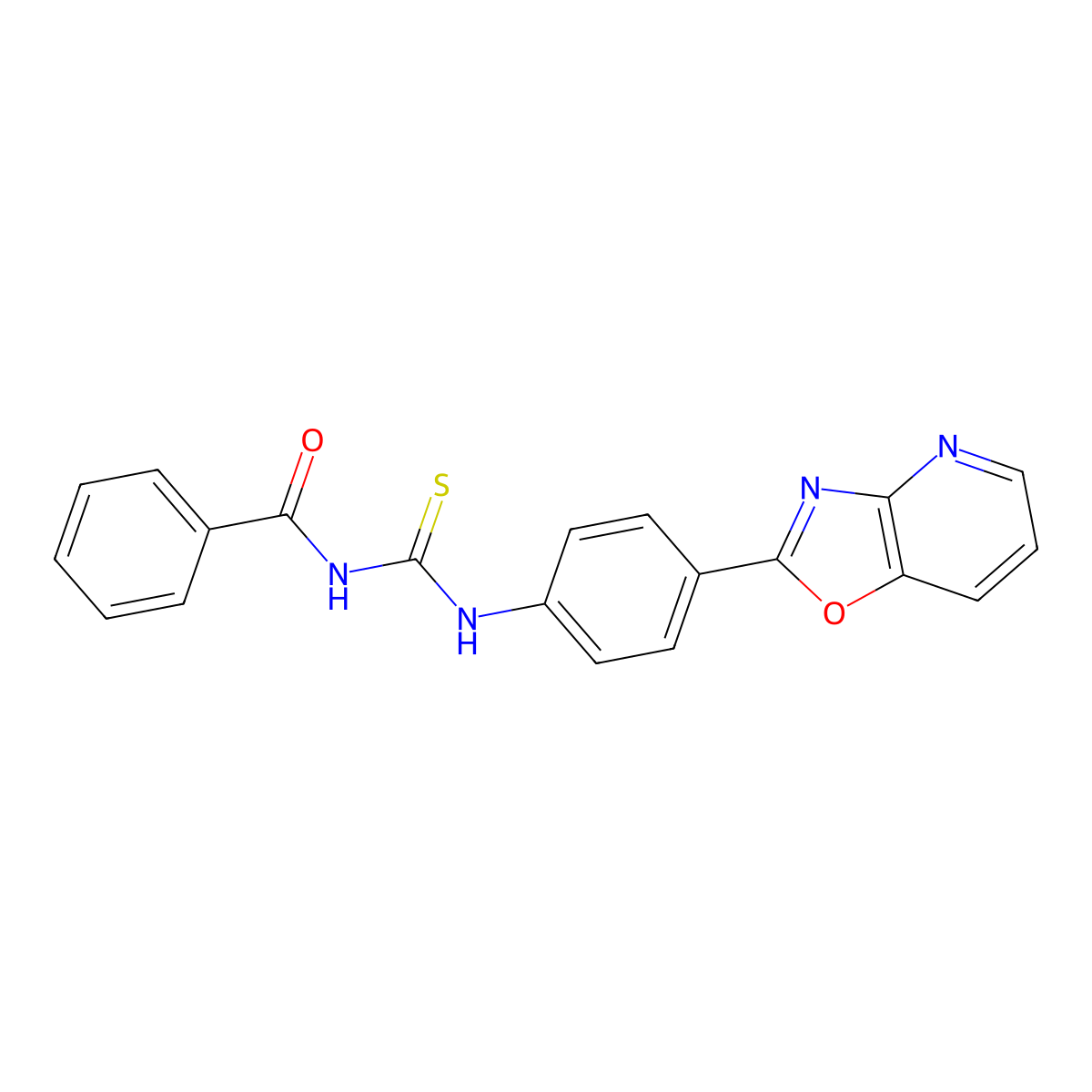 N-[[4-([1,3]oxazolo[4,5-b]pyridin-2-yl)phenyl]carbamothioyl]benzamide molecular structure, CAS 381171-31-9