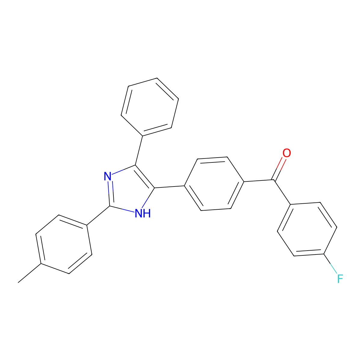 (4-fluorophenyl)-[4-[2-(4-methylphenyl)-4-phenyl-1H-imidazol-5-yl]phenyl]methanone molecular structure, CAS 381171-40-0