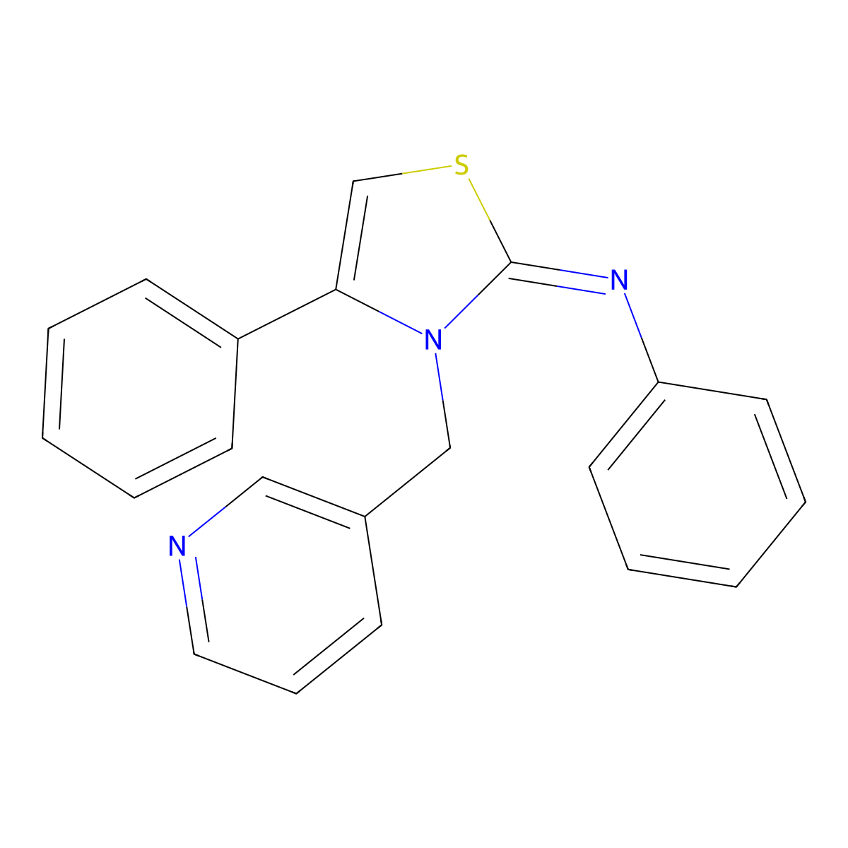 N,4-diphenyl-3-(pyridin-3-ylmethyl)-2,3-dihydro-1,3-thiazol-2-imine molecular structure, CAS 381171-69-3