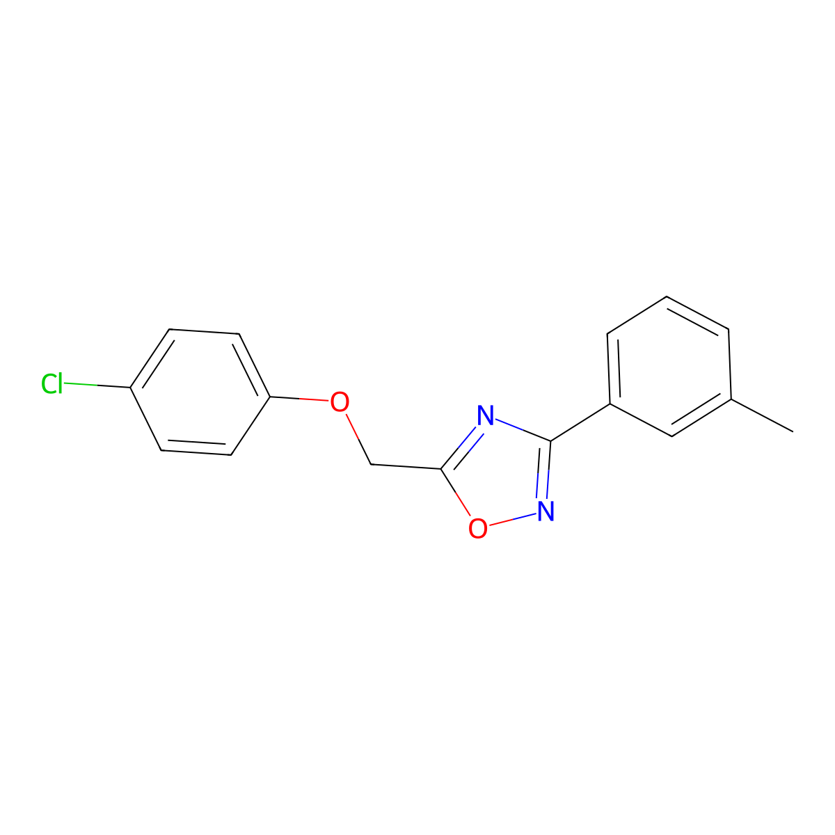 5-[(4-Chlorophenoxy)methyl]-3-(3-methylphenyl)-1,2,4-oxadiazole molecular structure, CAS 381171-84-2