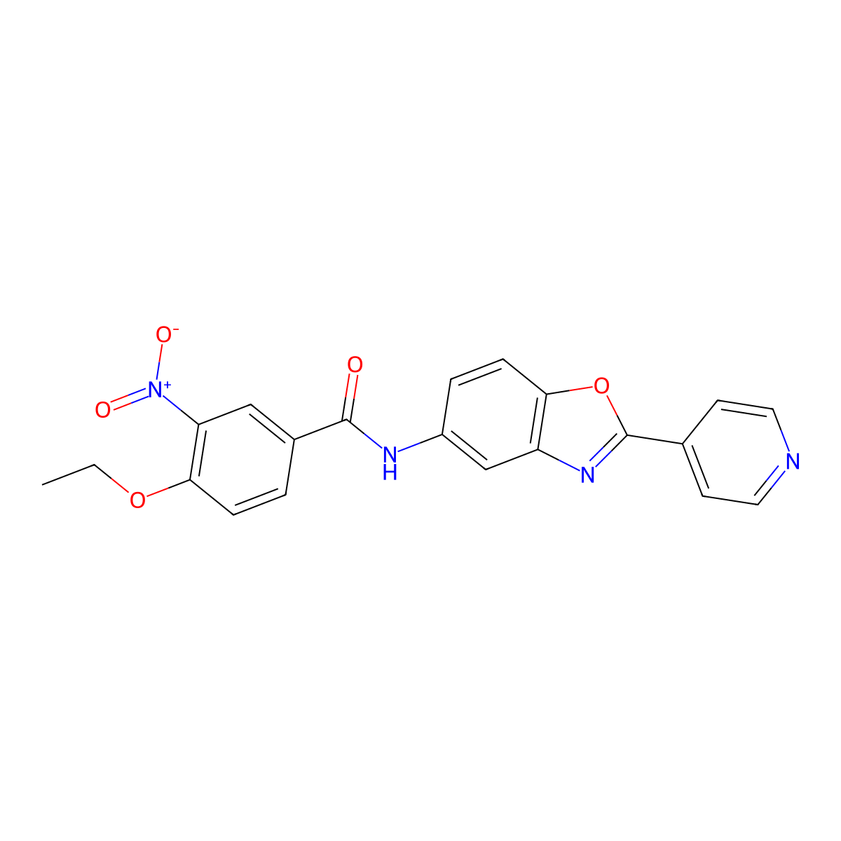 4-ethoxy-3-nitro-N-(2-pyridin-4-yl-1,3-benzoxazol-5-yl)benzamide molecular structure, CAS 381171-96-6