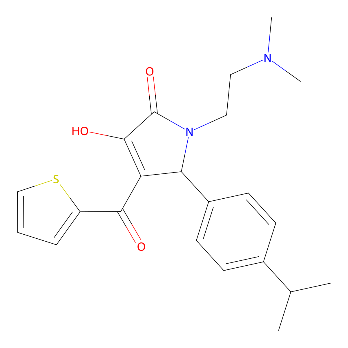 1-[2-(dimethylamino)ethyl]-3-hydroxy-5-(4-isopropylphenyl)-4-(thien-2-ylcarbonyl)-1,5-dihydro-2H-pyrrol-2-one molecular structure, CAS 381172-06-1
