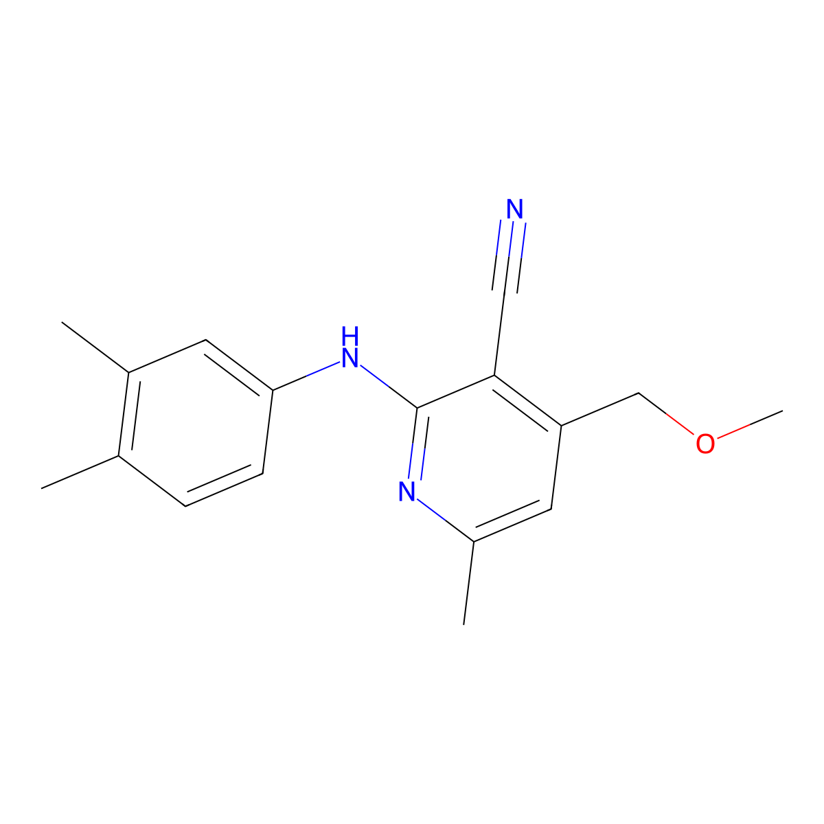 2-(3,4-Dimethylanilino)-4-(methoxymethyl)-6-methylpyridine-3-carbonitrile molecular structure, CAS 381172-63-0