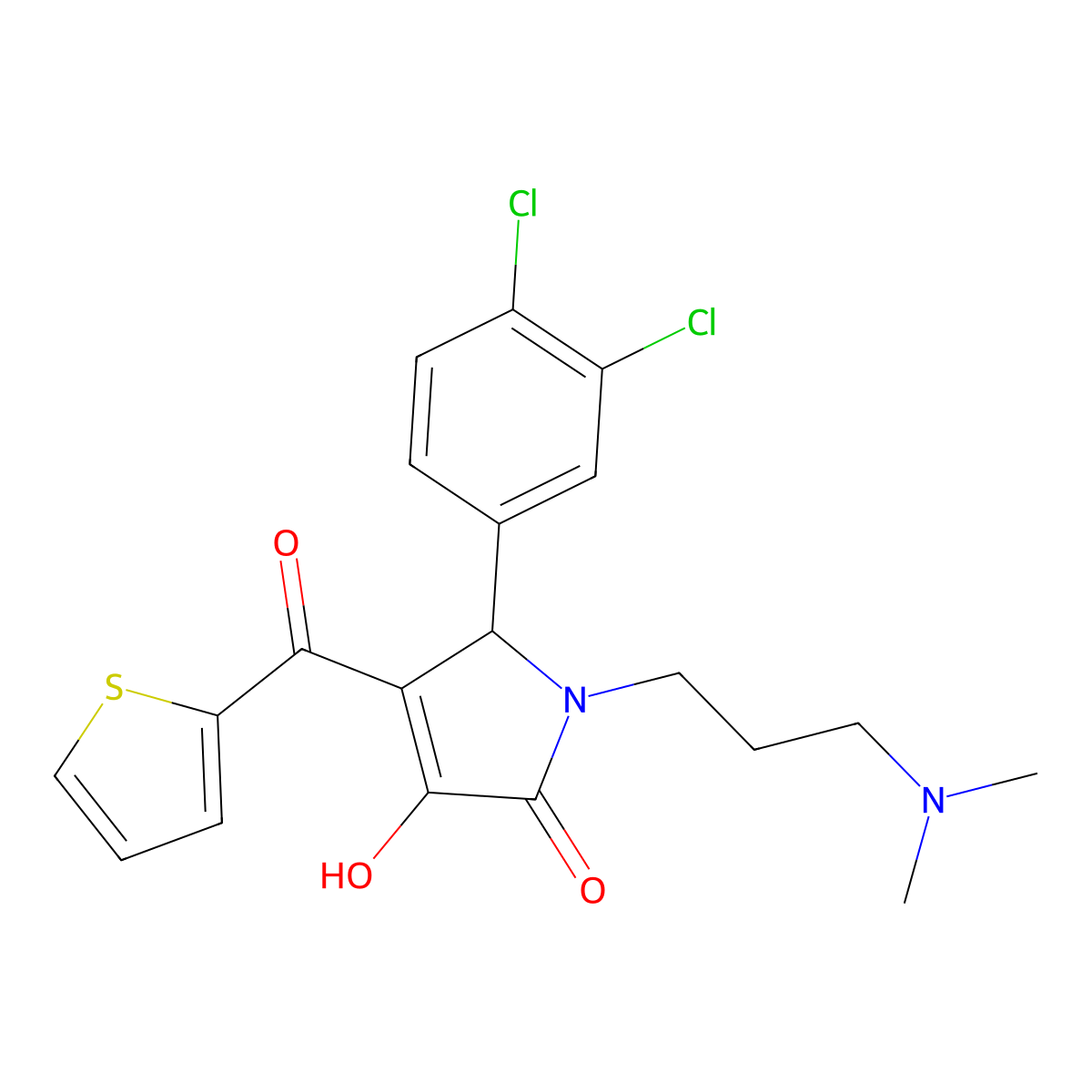 2-(3,4-dichlorophenyl)-1-[3-(dimethylamino)propyl]-4-hydroxy-3-(thiophene-2-carbonyl)-2H-pyrrol-5-one molecular structure, CAS 381172-74-3
