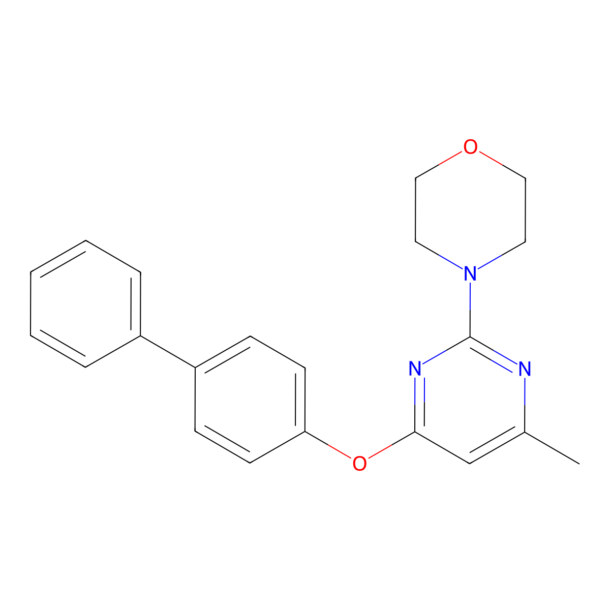 4-[4-Methyl-6-(4-phenylphenoxy)pyrimidin-2-yl]morpholine molecular structure, CAS 381173-23-5