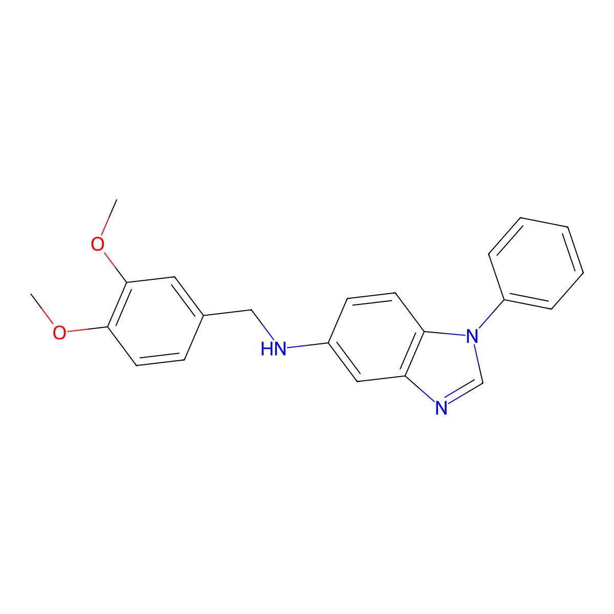 N-[(3,4-dimethoxyphenyl)methyl]-1-phenylbenzimidazol-5-amine molecular structure, CAS 381173-58-6