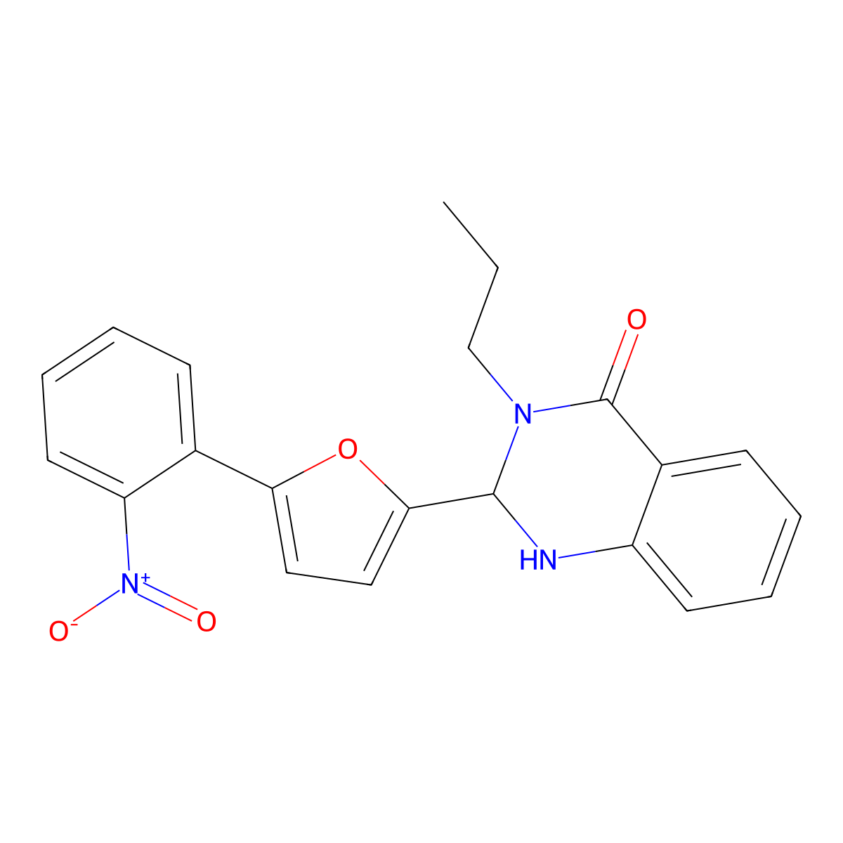 2-[5-(2-Nitrophenyl)furan-2-yl]-3-propyl-1,2-dihydroquinazolin-4-one molecular structure, CAS 381173-97-3