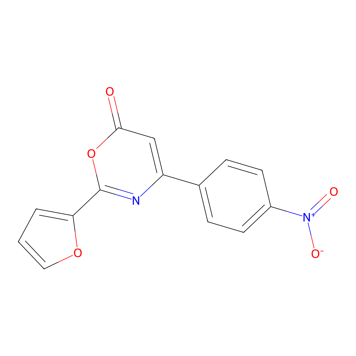 2-(Furan-2-yl)-4-(4-nitrophenyl)-1,3-oxazin-6-one molecular structure, CAS 381174-62-5