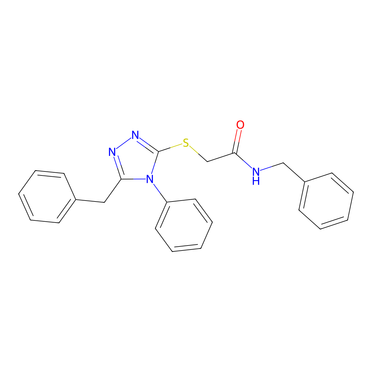 N-benzyl-2-[(5-benzyl-4-phenyl-1,2,4-triazol-3-yl)sulfanyl]acetamide molecular structure, CAS 381175-06-0