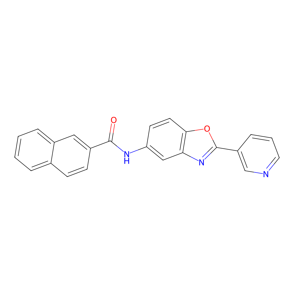 N-[2-(3-pyridinyl)-1,3-benzoxazol-5-yl]-2-naphthamide molecular structure, CAS 381176-12-1