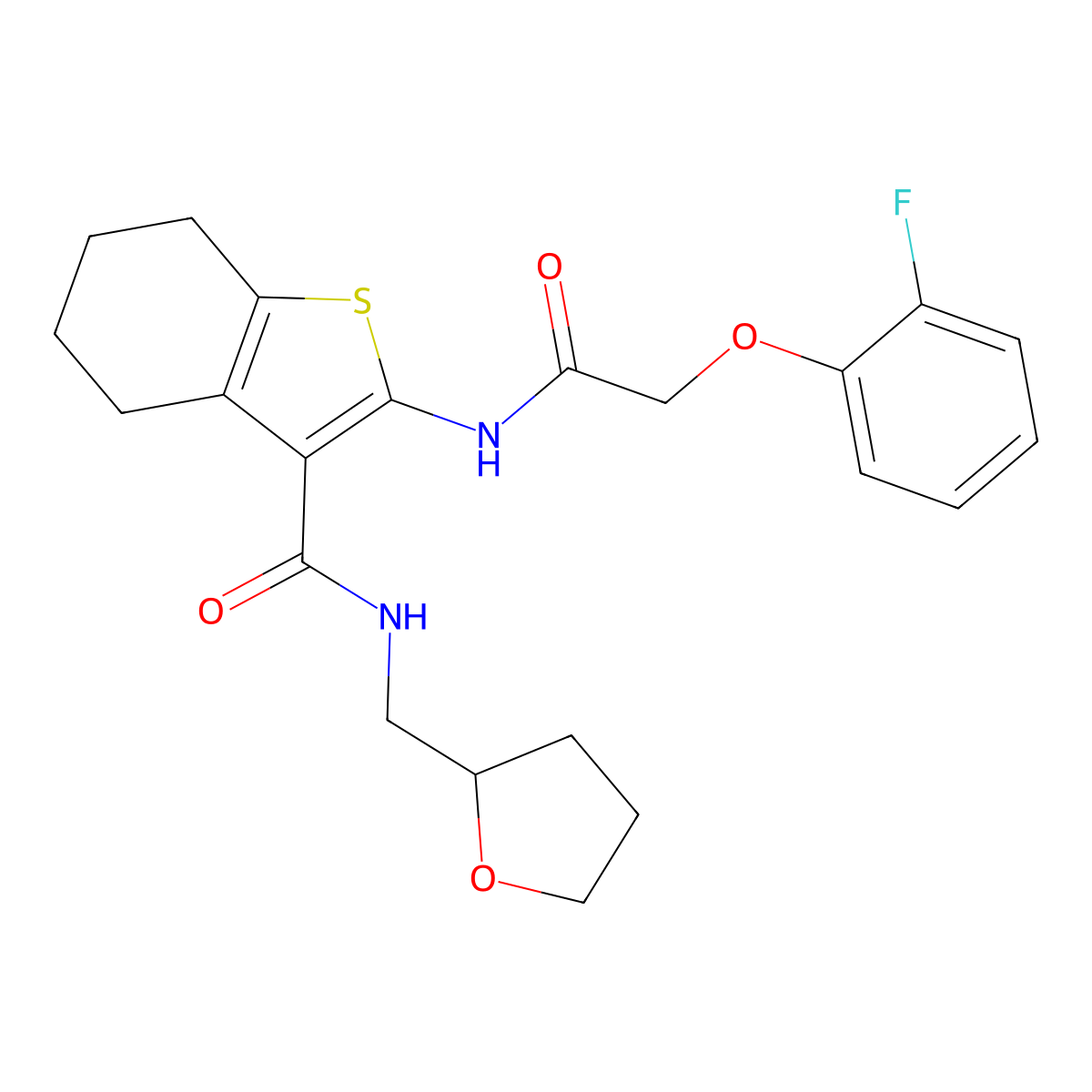 2-{[(2-fluorophenoxy)acetyl]amino}-N-(tetrahydrofuran-2-ylmethyl)-4,5,6,7-tetrahydro-1-benzothiophene-3-carboxamide molecular structure, CAS 381176-66-5