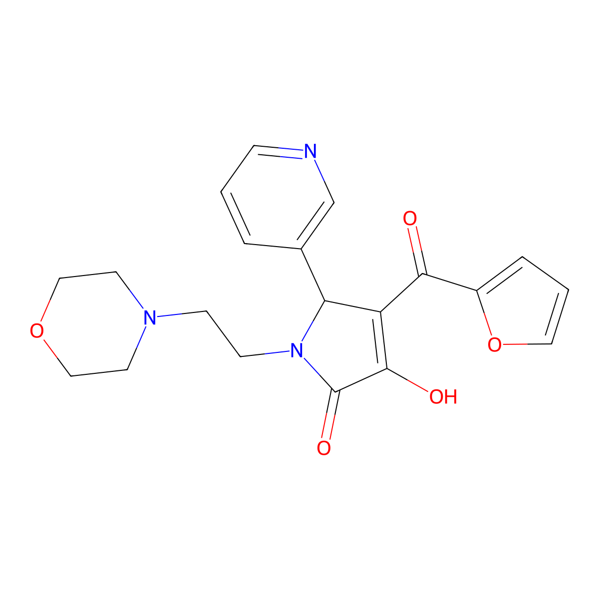 4-(furan-2-carbonyl)-3-hydroxy-1-(2-morpholinoethyl)-5-(pyridin-3-yl)-1H-pyrrol-2(5H)-one molecular structure, CAS 381176-87-0