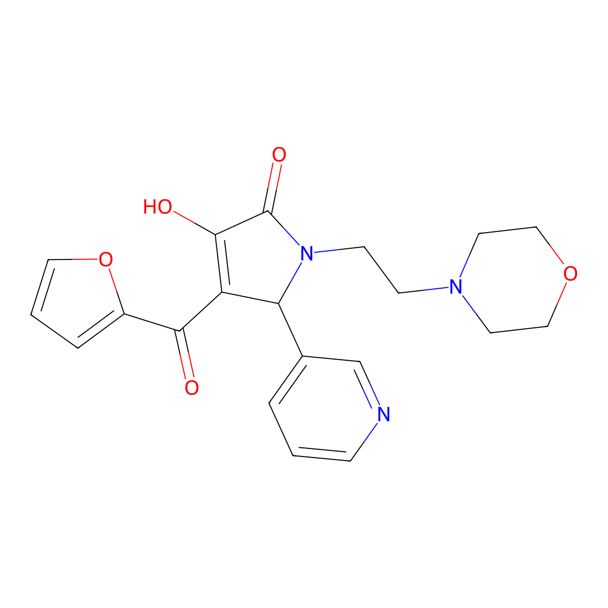 4-(furan-2-carbonyl)-3-hydroxy-1-(2-morpholinoethyl)-5-(pyridin-3-yl)-1H-pyrrol-2(5H)-one molecular structure, CAS 381176-87-0