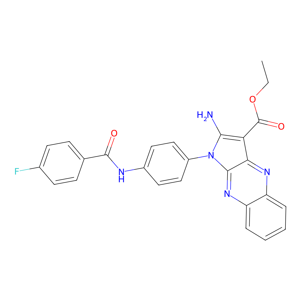 Ethyl 2-amino-1-[4-[(4-fluorobenzoyl)amino]phenyl]pyrrolo[3,2-b]quinoxaline-3-carboxylate molecular structure, CAS 381177-98-6