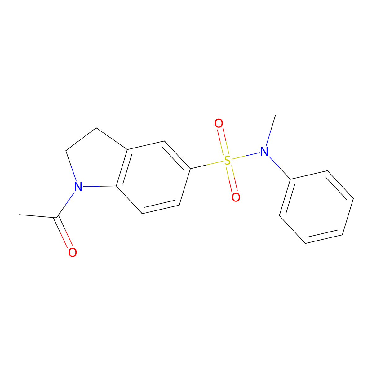1-acetyl-N-methyl-N-phenyl-2,3-dihydroindole-5-sulfonamide molecular structure, CAS 381178-00-3