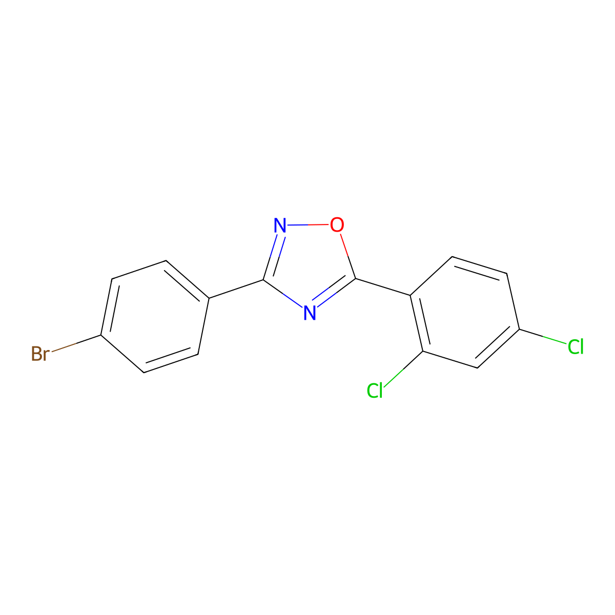 3-(4-Bromophenyl)-5-(2,4-dichlorophenyl)-1,2,4-oxadiazole molecular structure, CAS 381178-19-4