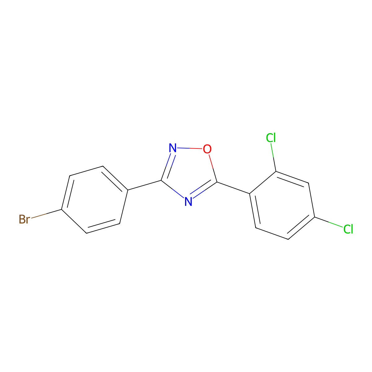 3-(4-Bromophenyl)-5-(2,4-dichlorophenyl)-1,2,4-oxadiazole molecular structure, CAS 381178-19-4