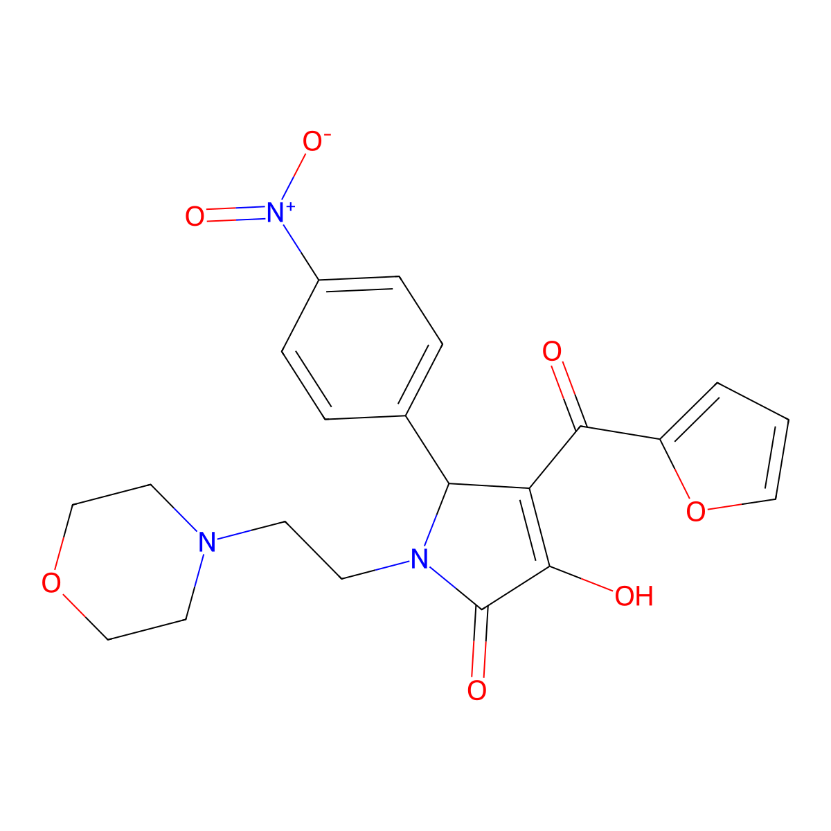 4-(furan-2-carbonyl)-3-hydroxy-1-(2-morpholinoethyl)-5-(4-nitrophenyl)-1H-pyrrol-2(5H)-one molecular structure, CAS 381178-37-6