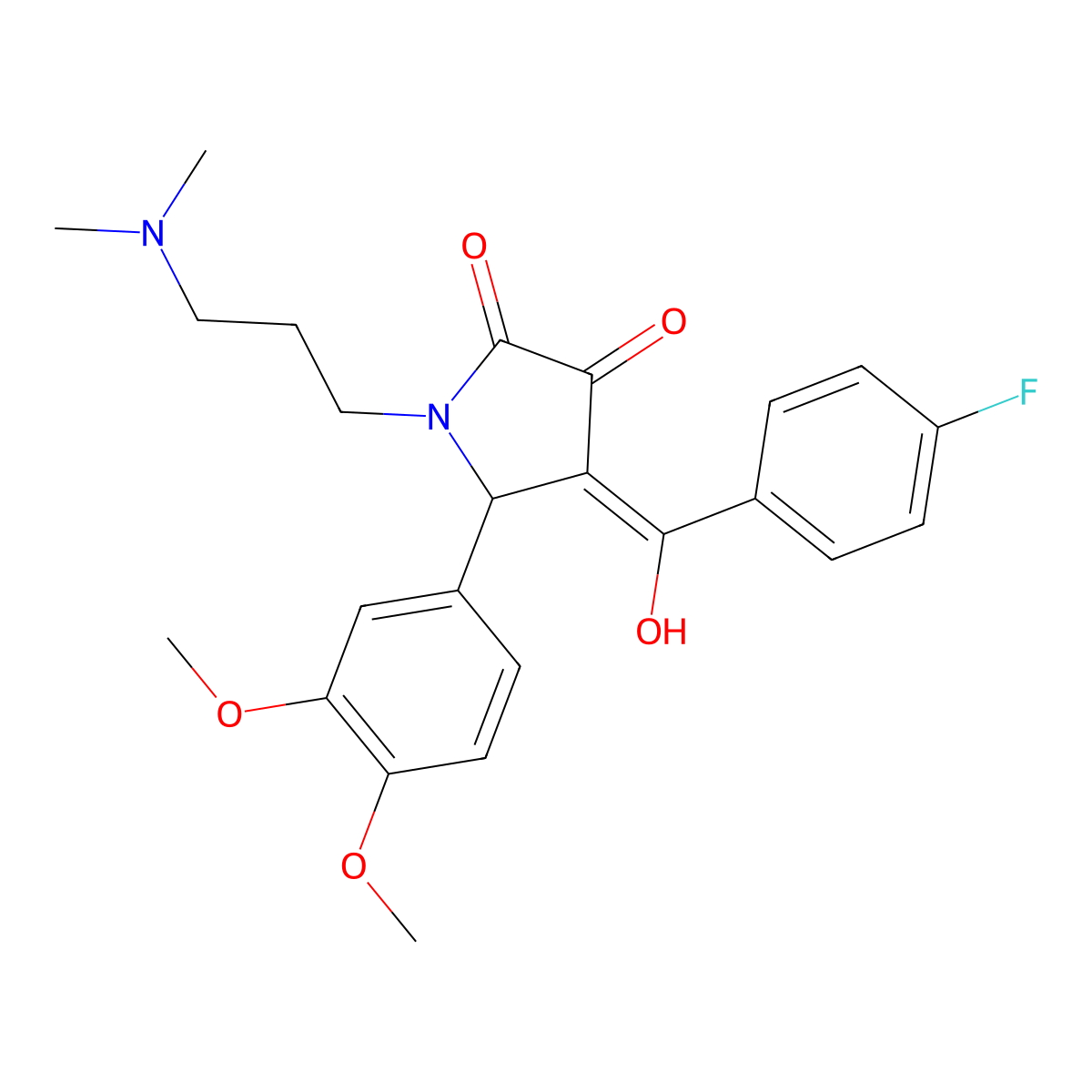 5-(3,4-Dimethoxyphenyl)-1-[3-(dimethylamino)propyl]-4-[(4-fluorophenyl)-hydroxymethylidene]pyrrolidine-2,3-dione molecular structure, CAS 381178-58-1