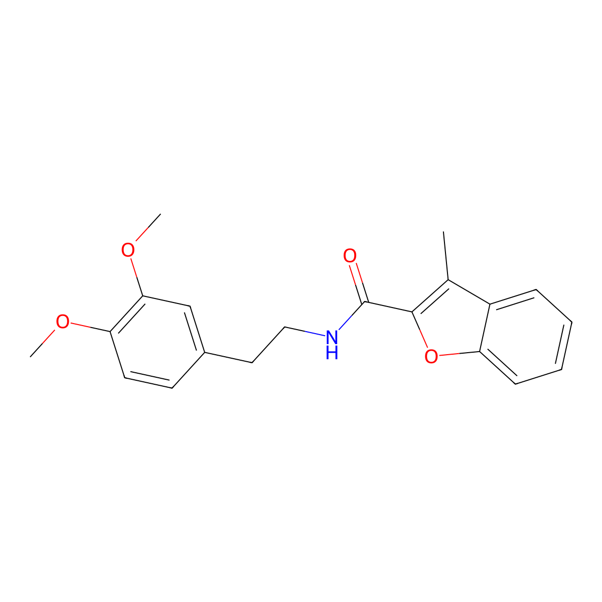 N-[2-(3,4-dimethoxyphenyl)ethyl]-3-methyl-1-benzofuran-2-carboxamide molecular structure, CAS 381178-75-2