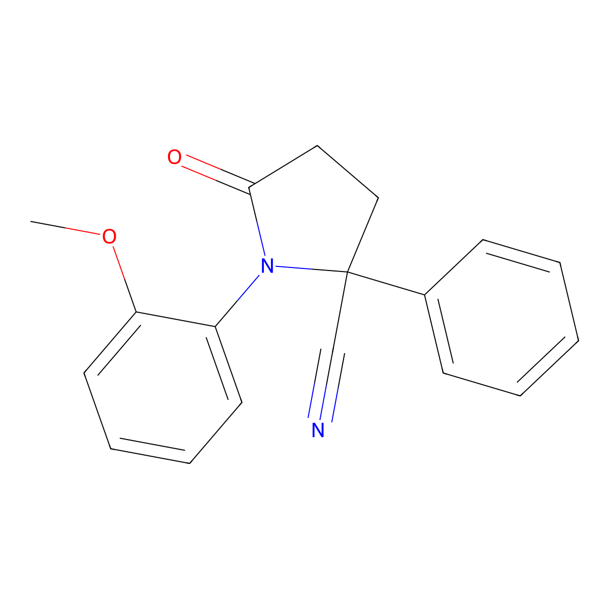 1-(2-Methoxyphenyl)-5-oxo-2-phenylpyrrolidine-2-carbonitrile molecular structure, CAS 381179-46-0