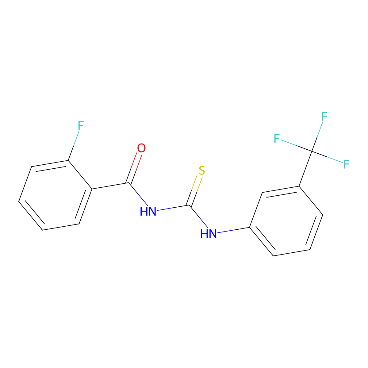 2-fluoro-N-[[3-(trifluoromethyl)phenyl]carbamothioyl]benzamide molecular structure, CAS 381179-58-4