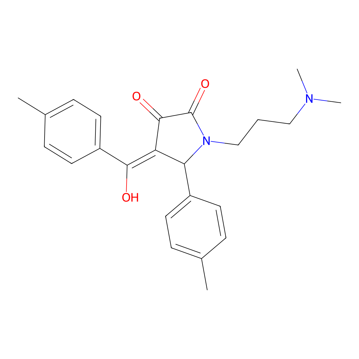 1-[3-(Dimethylamino)propyl]-4-[hydroxy-(4-methylphenyl)methylidene]-5-(4-methylphenyl)pyrrolidine-2,3-dione molecular structure, CAS 381179-87-9